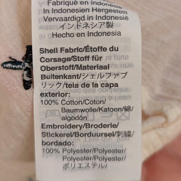 Madewell Cream Embroidered Short Sleeve Gazebo Top Sz Medium - Picture 9 of 10